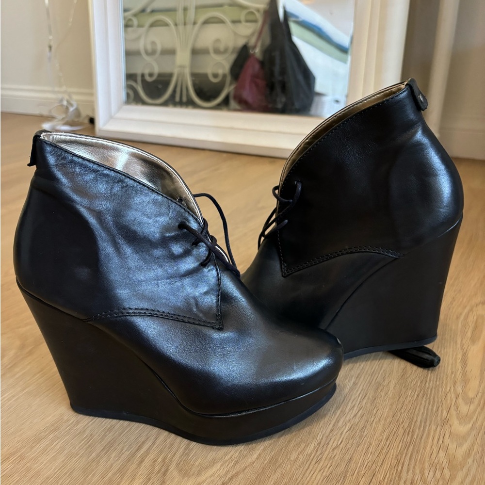 Black Wedge Ankle Boots